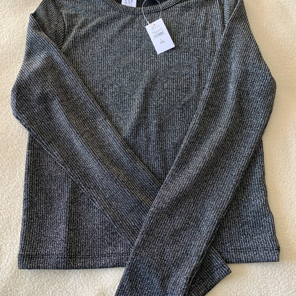 GAP Kids Black and Silver Ribbed Top